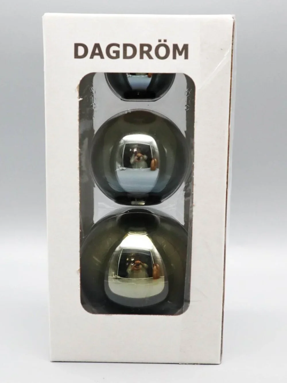 Ikea Dagdrom Metallic-Look Lacquered Glass Decorative Spheres Balls Shelf Decor